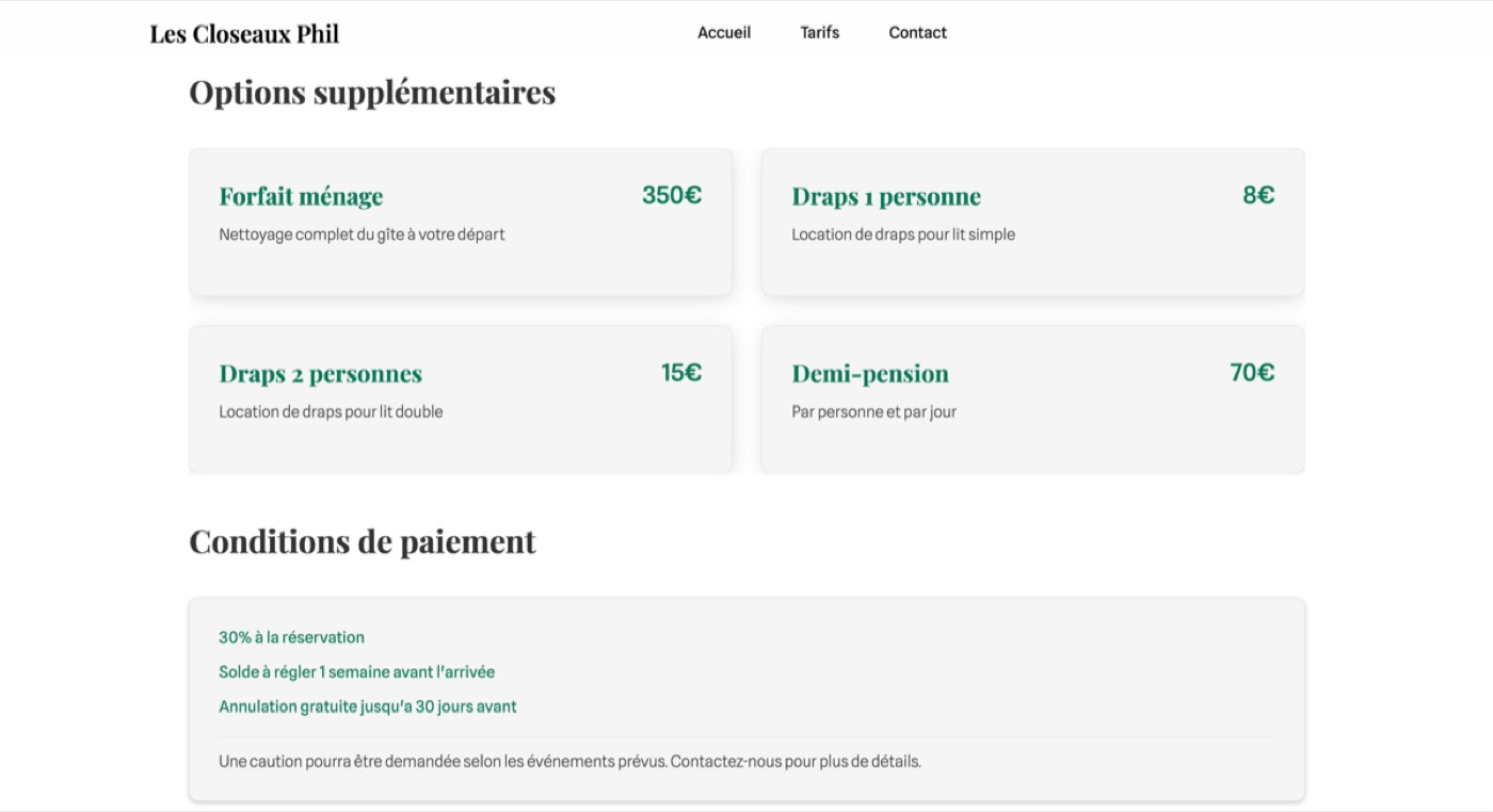 Aperçu du site du Gîte L'Idem — écran 3